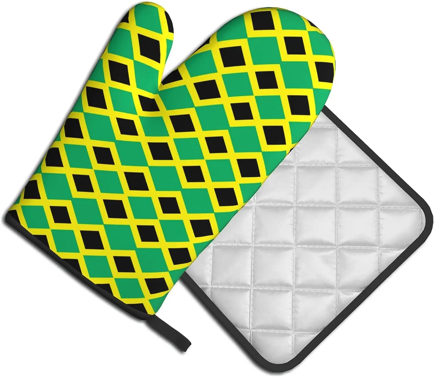 Fashion Abstract Jamaica Jamaican Flag Oven Mitts and Pot Holders Heat Resistant Pot Holder Oven Mitts for Cooking Grilling