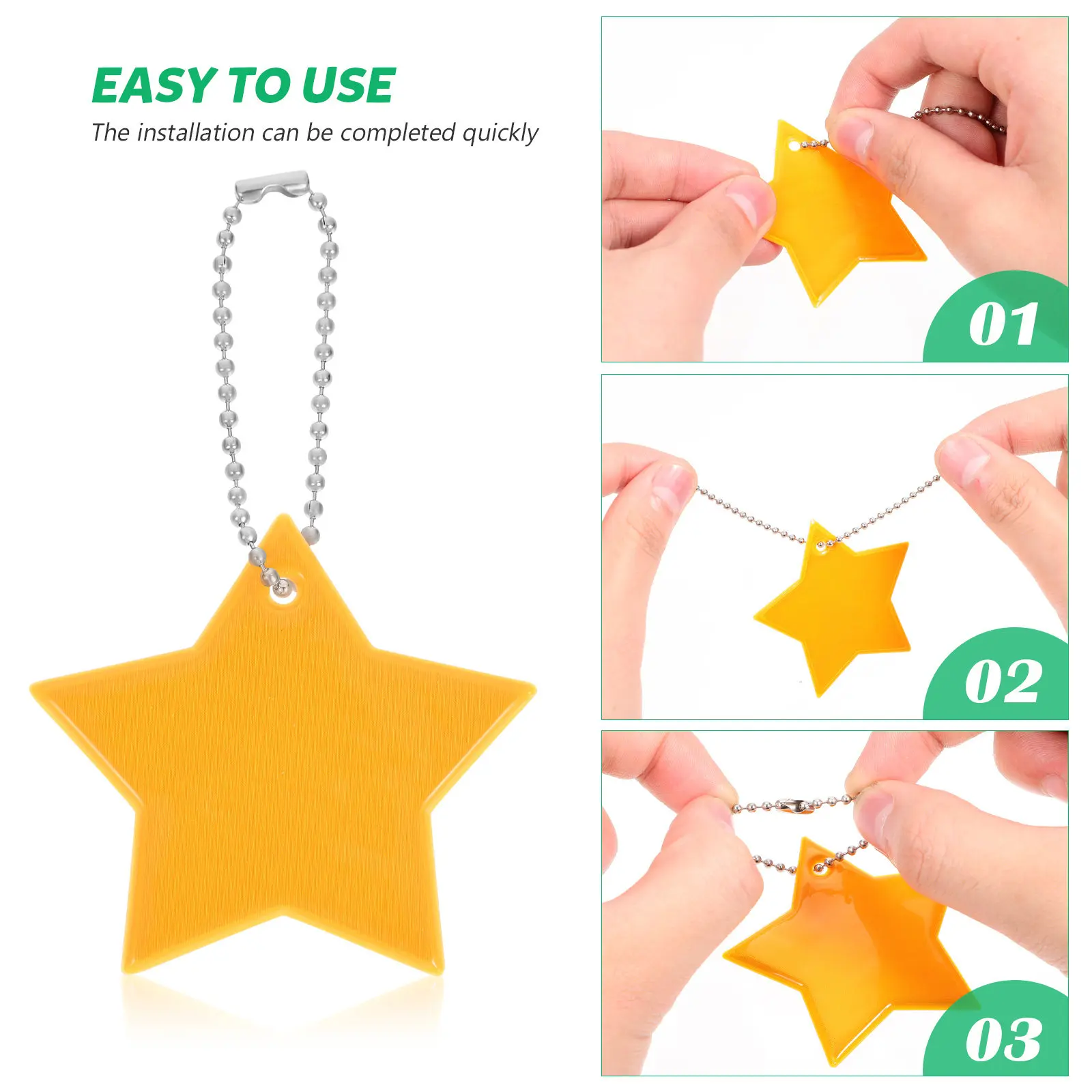 24Pcs Reflective Pendants Safety Reflector Charms Star Tree Shape Lightweight Hanging Decorations for Backpack Clothes Keys