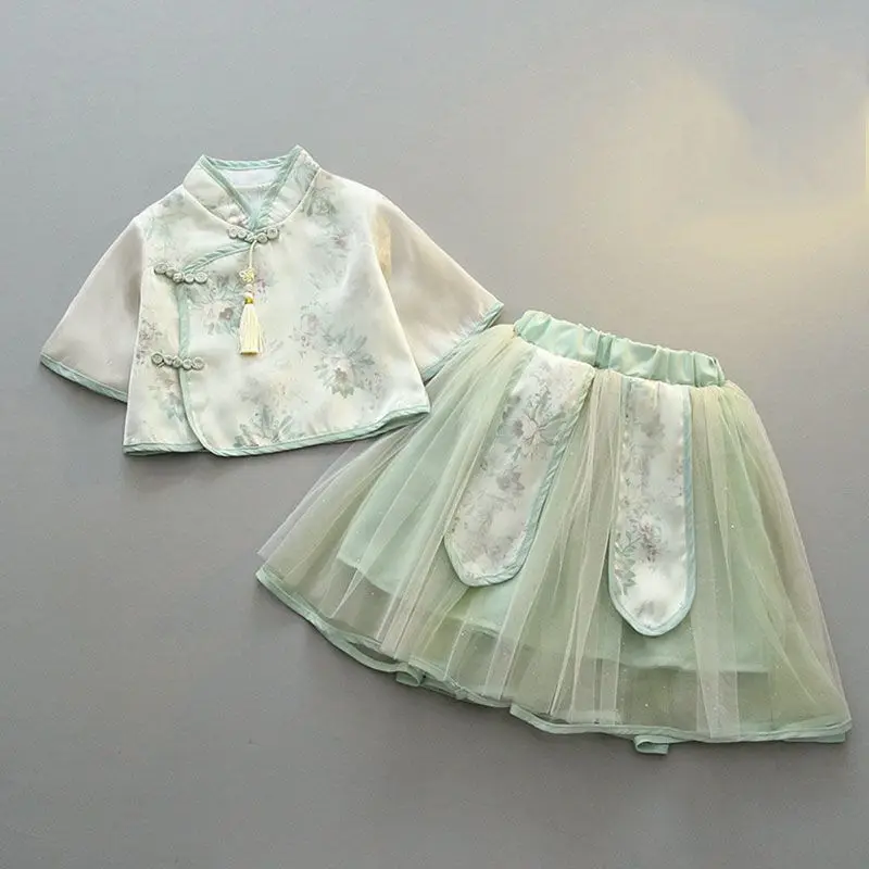 

Girls' Hanfu Summer Suit Skirt Princess Ancient Clothing Chinese Style Children's Clothing Little Girls' Tang Clothing