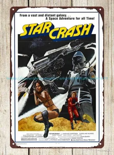 plakaty metalowe starcrash plakat filmowy 1979, opera kosmiczna sci-fic metalowy znak blaszany