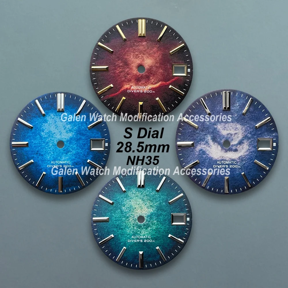 28.5mm 3D Printed Starry Sky S Dial Fit NH35 Movement High Quality Watch Modification Accessories ﻿