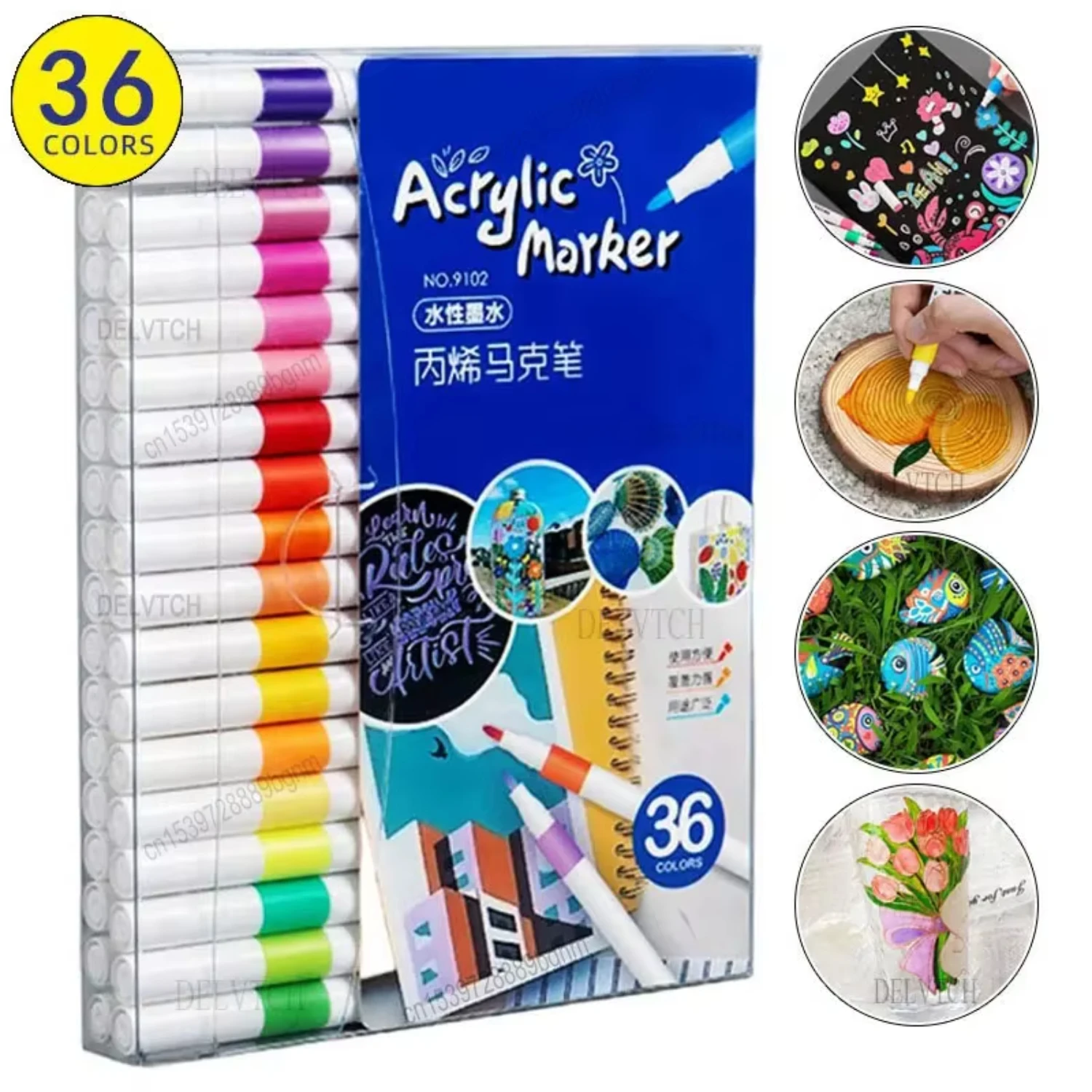 12/24/36/60 Color Acrylic Paint Art Marker Pen DIY Painting Drawing  Card Ceramic Stone Mug Glass Fabric Clothes Shoes Wood