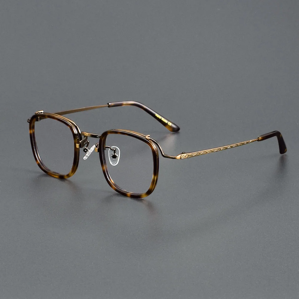 Men's Retro Business Square Anti Blue Light Myopia Glasses Women's Lightweight Fashion Titanium Alloy Prescription Glasses Frame