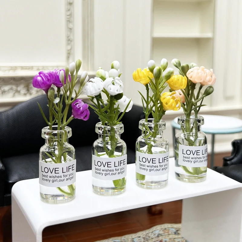 1:12 دمية مصغرة زهرية تشكيلة زهور زجاجة النباتات المائية ديكور حديقة المنزل بيت الدمية الملحقات