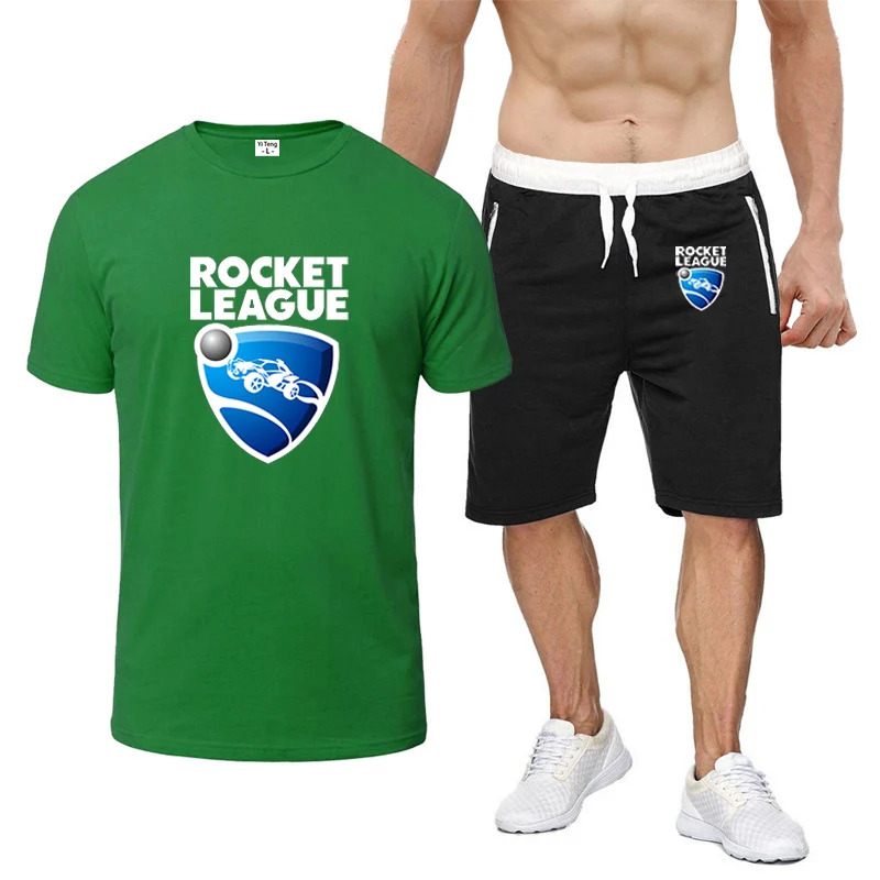 Camiseta de manga curta masculina e shorts, impressão do logotipo da liga foguete, respirável, confortável, conjuntos de verão, novo, 8 cores, 2022