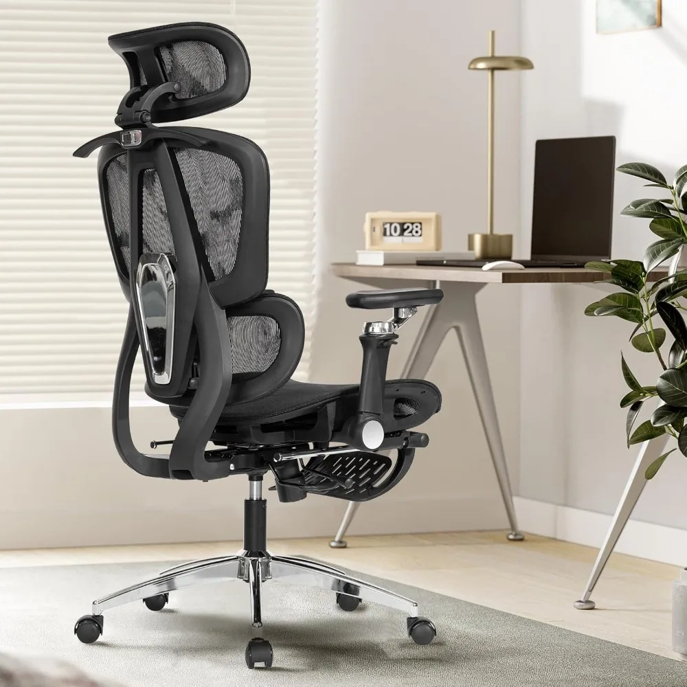 كرسي مكتب شبكي مريح مع مساند للذراعين 6D، كرسي ألعاب شبكي عالي الظهر مع دعم قطني، عمق مقعد قابل للتعديل، مسند رأس ثلاثي الأبعاد، f #1