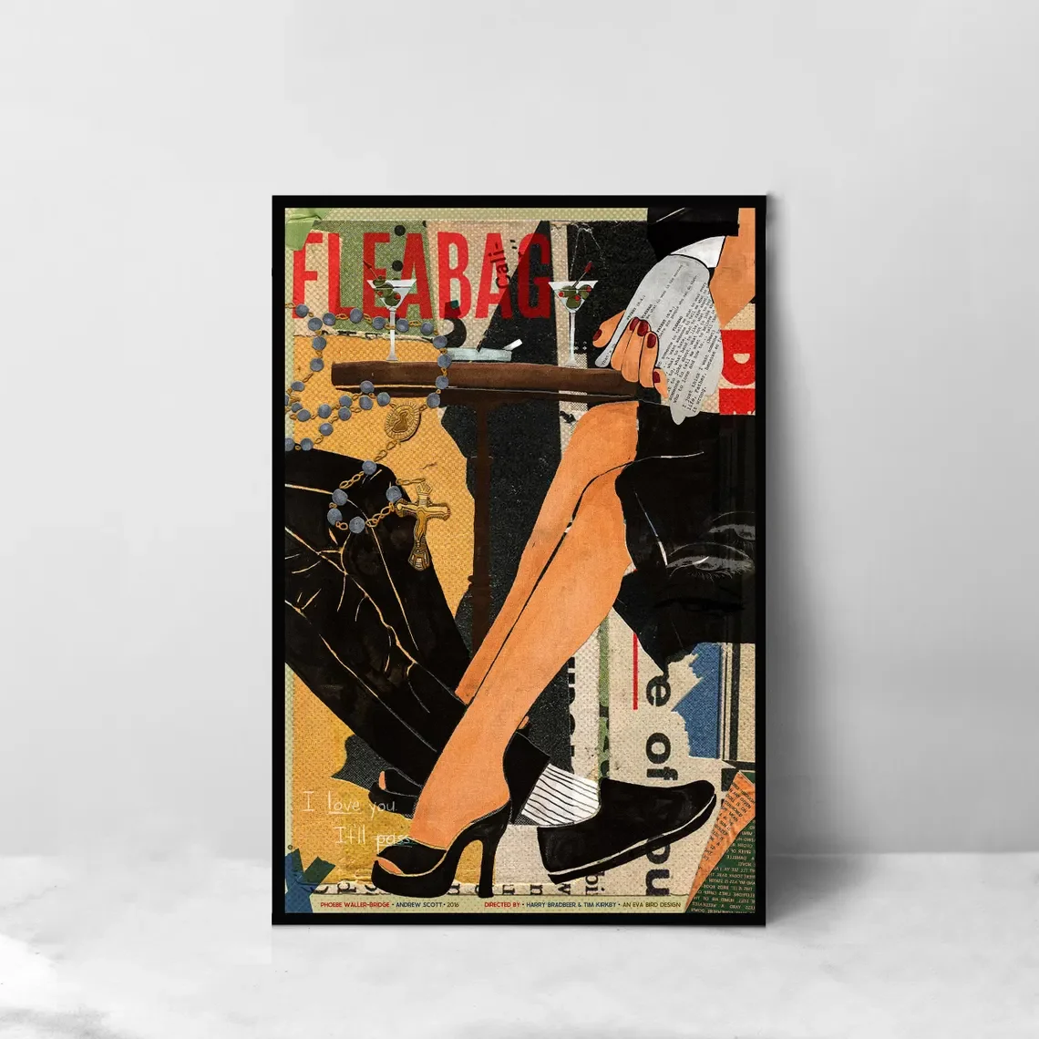 Fleabag Filmplakat – hochwertiger Leinwand-Kunstdruck – Raumdekoration – Kunstplakat als Geschenk