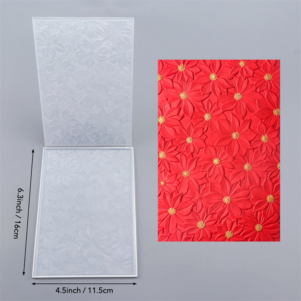 

Poinsettia Field 3D Embossing Folder Texture Pattern Background DIY Scrapbook Decorative Cardboard Crafts Project Making