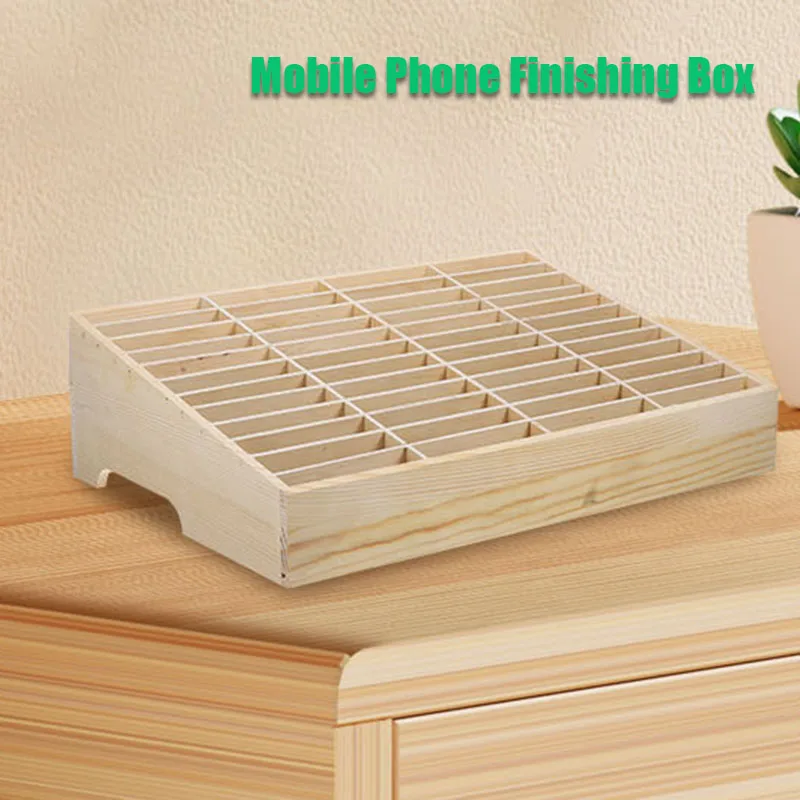 

Office Mobile Phone Organizing Box Temporary Wooden Multi-grid Cell Phones Storage Box Desktop Mobile Phone Holder Organizer NEW