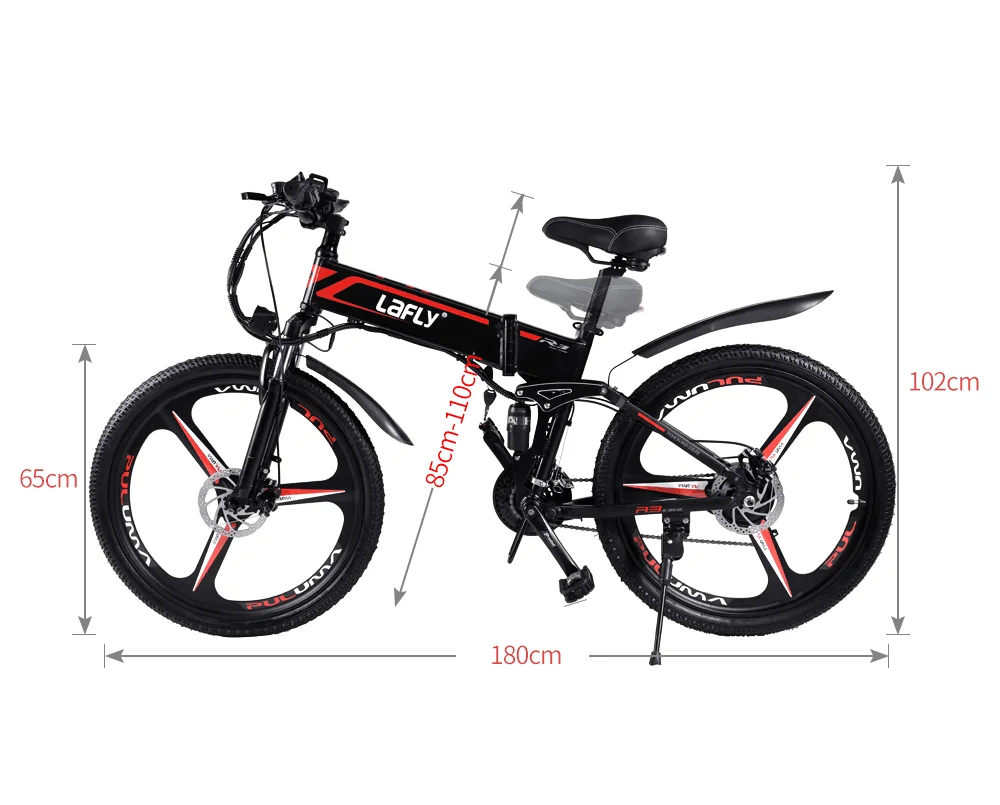 LAFLY X3 Aluminum Electric Bike Folding Lithium Assisted Mountain Cross Country Urban eBike 26 Inch 1000W, 17ah, Hydraulic