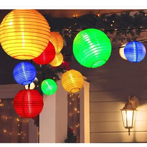 

Solar LED Lantern String Light, Outdoor Garden, Wedding Decoration Lamp, IP65 Waterproof Garland, Holiday Light, 5m, 6m