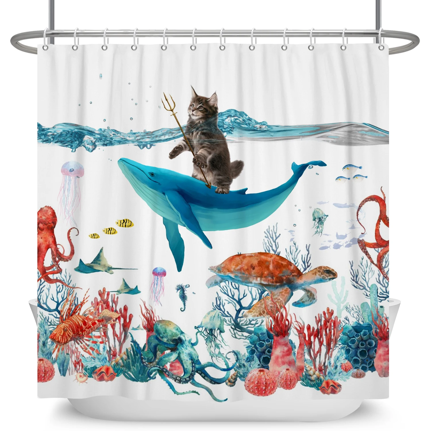 Funny Cat Shower Curtain Bathroom Curtain With Hook Decor Waterproof Dog Bath 180x180cm Cute Creative Personality Shower Curtain