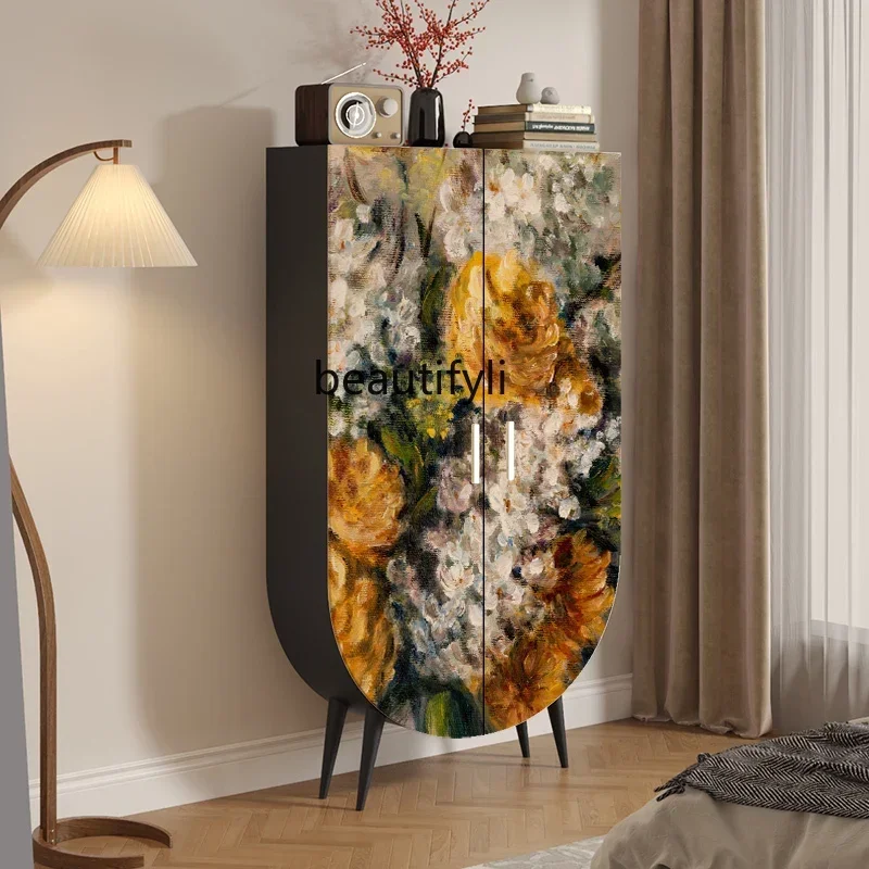 

ss K178 SS25 French retro style solid wood home oil painting opposite door bedroom storage wardrobe storage hanging wardrobe