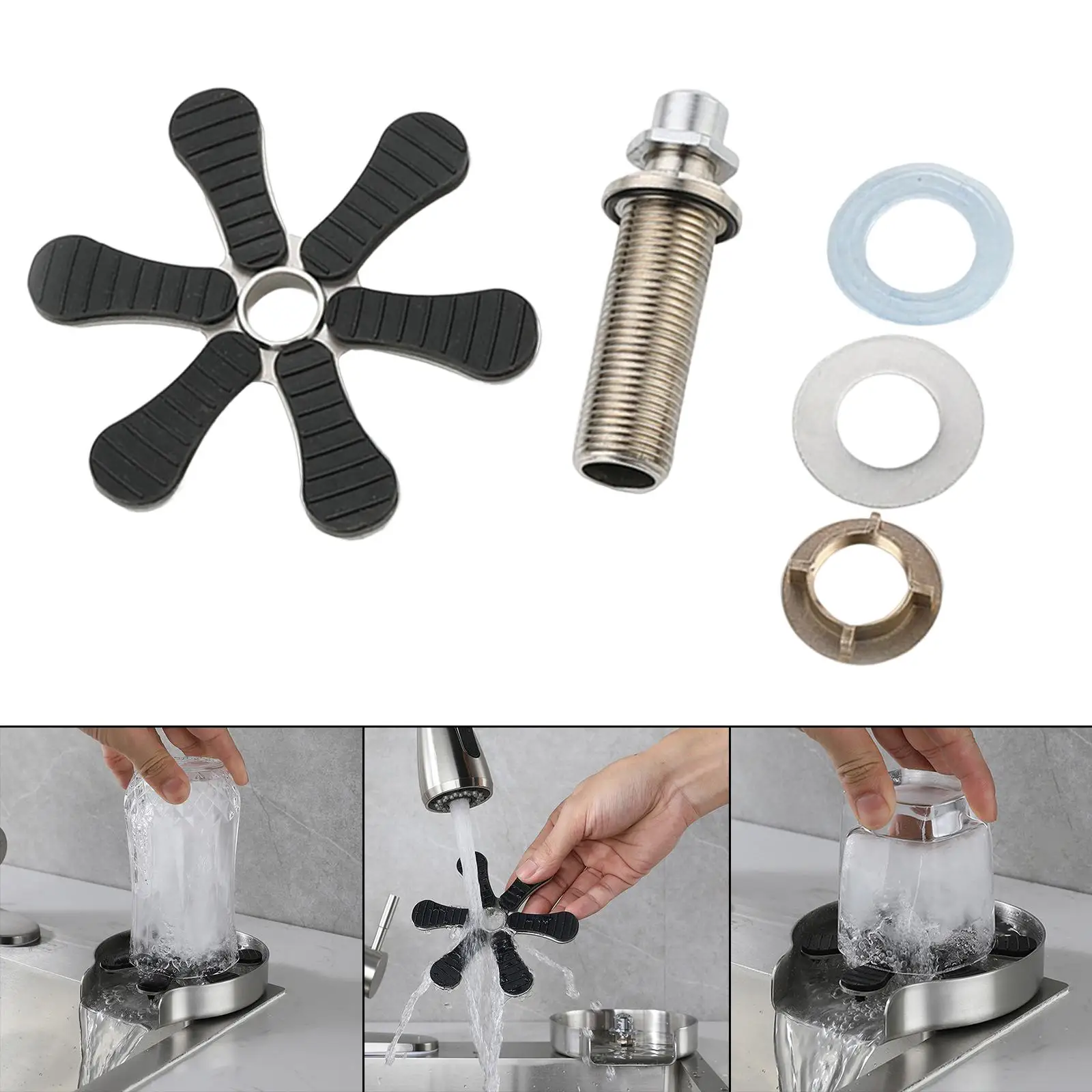 Sink Faucet Glass Rinser Accessories DIY Replacement, Bottle Cup Washer Attachment Efficient Wide Application Cup Cleaner Sturdy