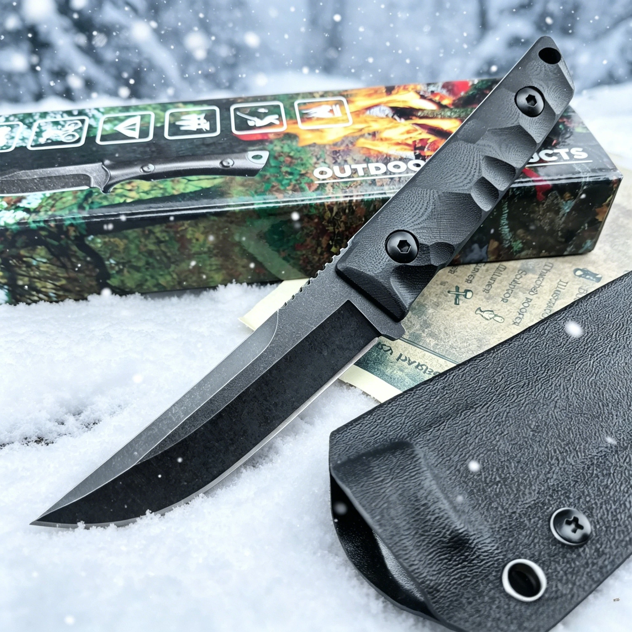 

Outdoor Pocket Fixed Knife – 8Cr13MoV Steel Blade, Durable G10 Handle – Perfect for Camping & Fishing, Great EDC Tool for Men