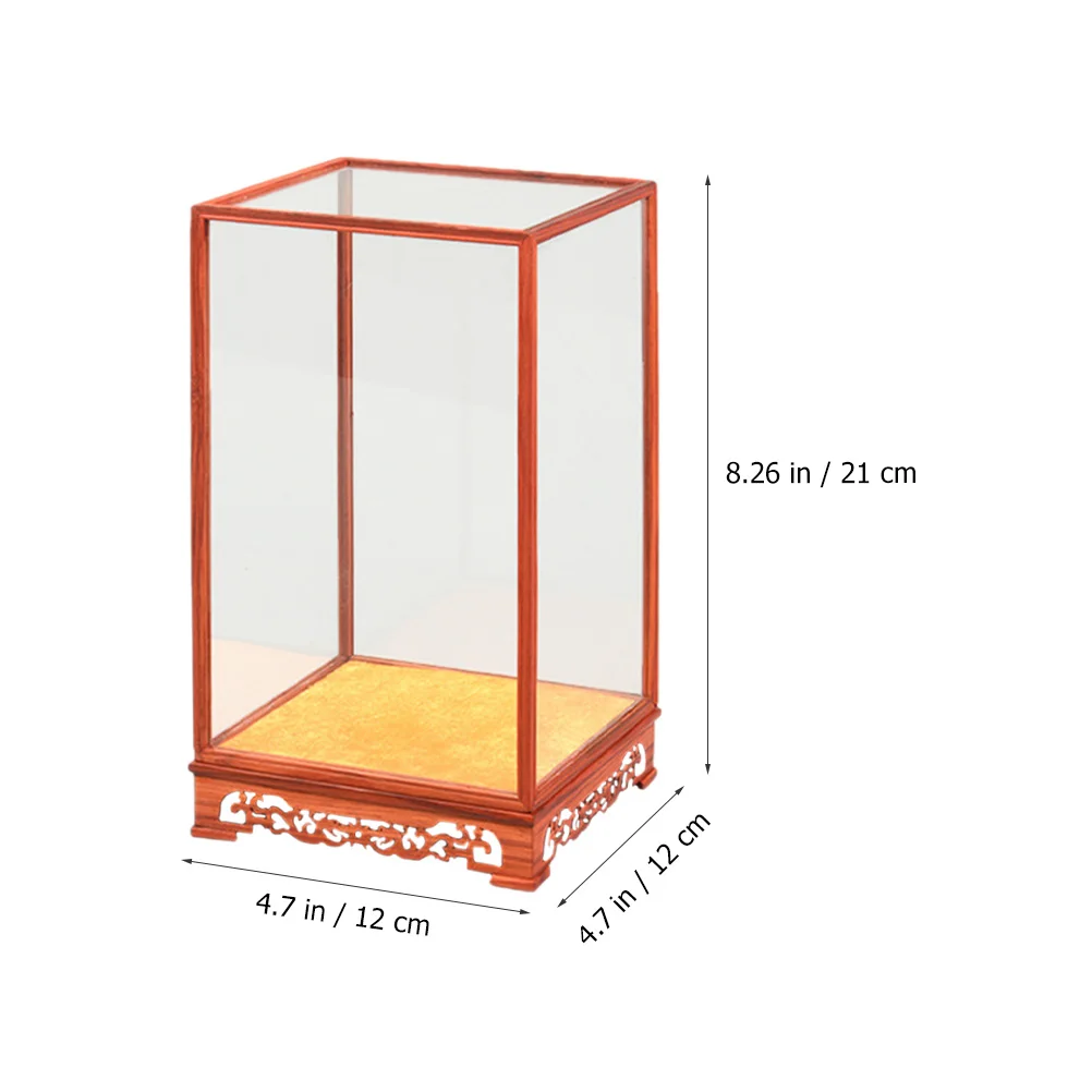 

Buddha Statue Display Case 12x12x21cm Glass Wood Carving Dustproof Showcase Home Office Decor Collectibles Box Figurine Holder