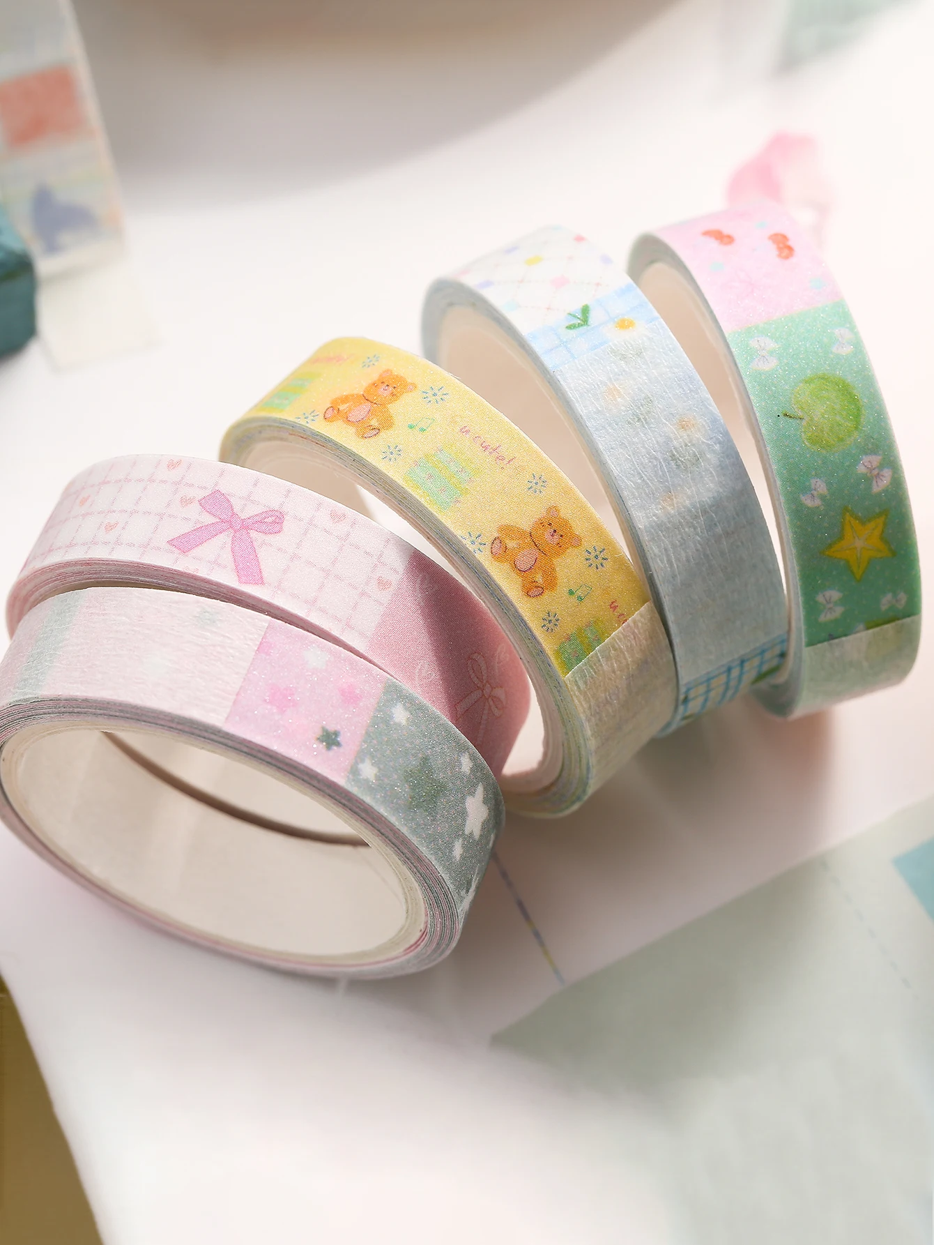 5-teiliges süßes Washi-Tape-Set im japanischen Stil, handgefertigt, DIY-Scrapbooking, Geschenkbox für die Feiertage, Scrap-Dekoration, Schulbedarf – Detail 4