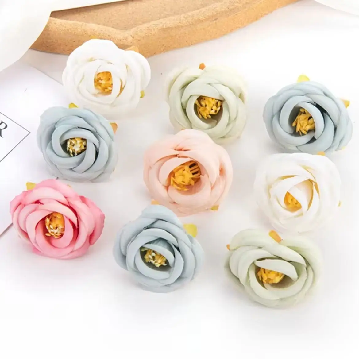 

5/10Pcs Artificial Flower Silk Tea Rose Bud Scrapbook Diy Home Vase Wedding Candy Box Christmas Wreath Outdoor Garden wall Decor