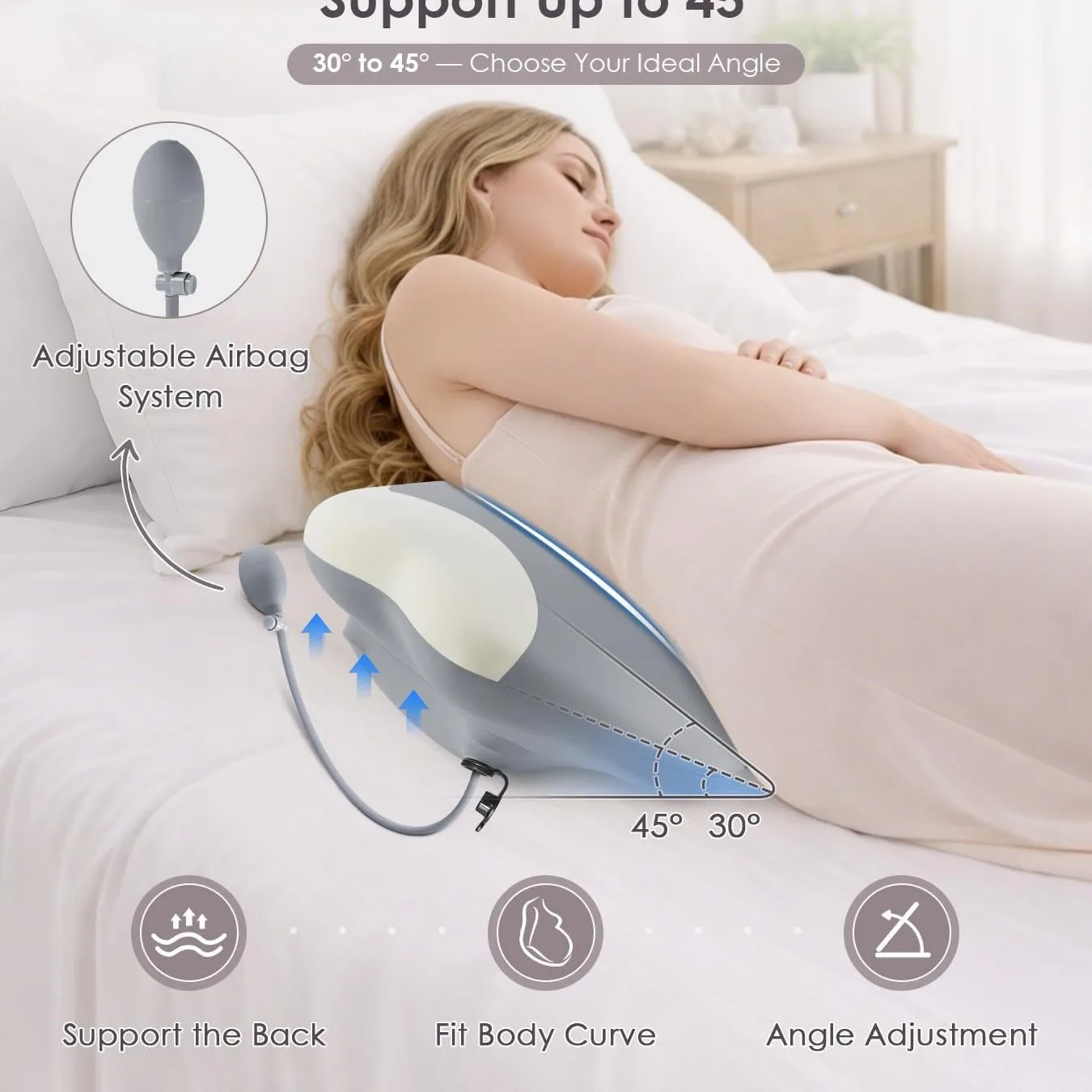 Maternity side-sleeping waist support pillow, maternity body pillow with lumbar support, ice silk memory foam lumbar pillow.