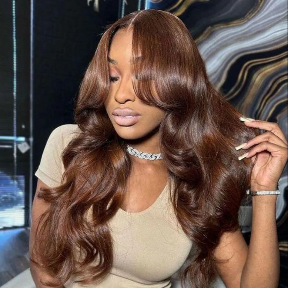 13X6 Hd Lace Frontal Wig Chocolate Brown Human Hair Wigs Body Wave Lace