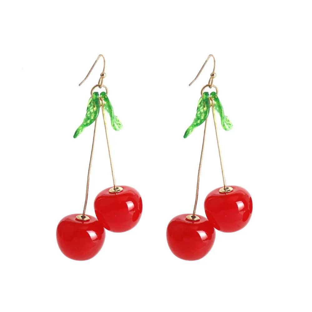 New Fashion Red Crystal Cherry Temperament Earrings For Women Personalized Party Jewelry Gifts