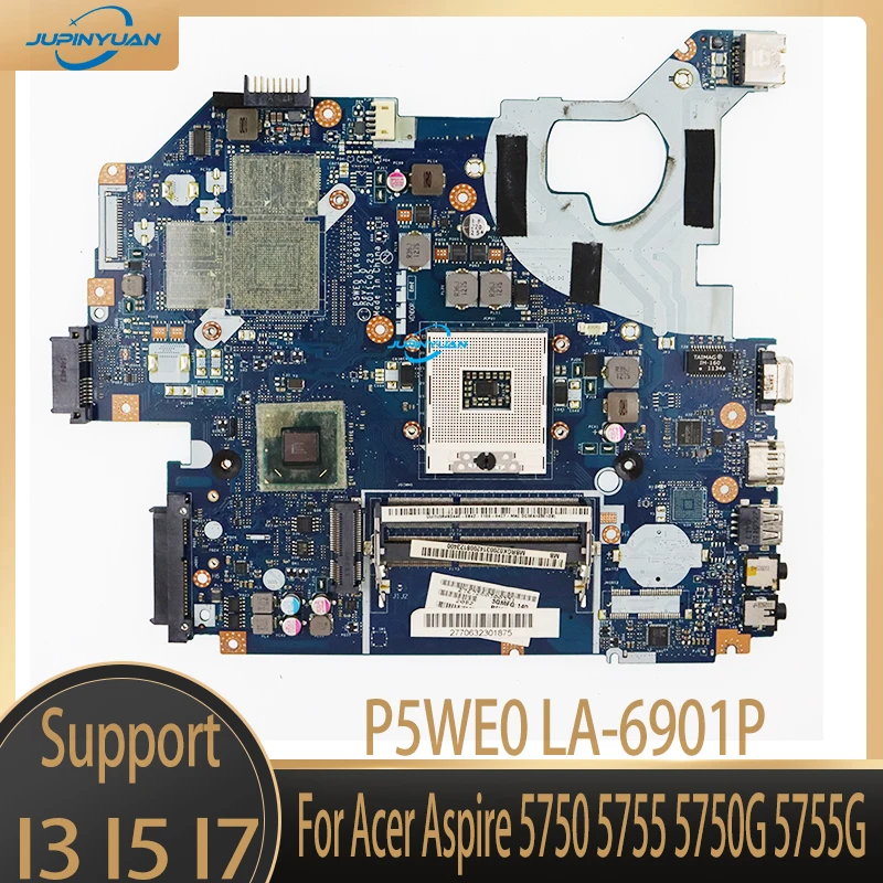 

For Acer Aspire 5750 5755 5750G 5755G Laptop Motherboard P5WE0 LA-6901P MBR9702002 HM65 DDR3 Fully Tested