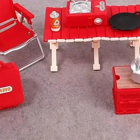 1:12 Casa delle bambole in miniatura Set da picnic da campeggio Sedia pieghevole Stufe a gas Modello per la decorazione della casa delle bambole Accessori Giocattoli Regalo