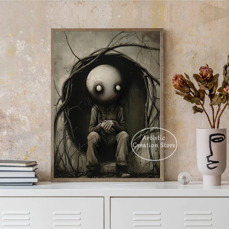 Twisted Nightmare Scene Art Print Morbid Fantasy Wall Art Canvas Painting Wall Picture Abstract Horror Aesthetic Room Decoration