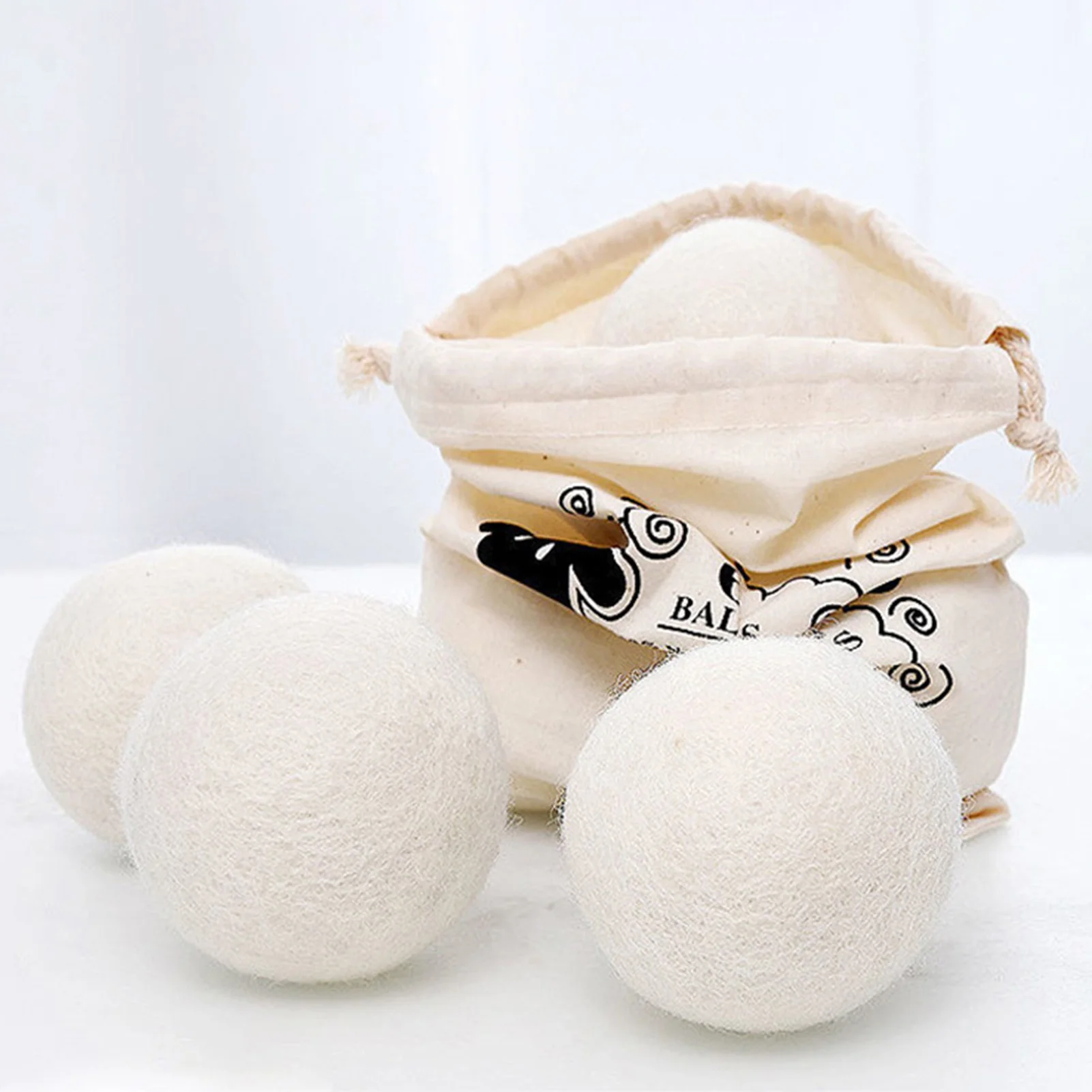 1pc Dryer Ball Natural Wool White Laundry Ball for Clothes Drying Softening Anti-Static Energy Saving Essentials