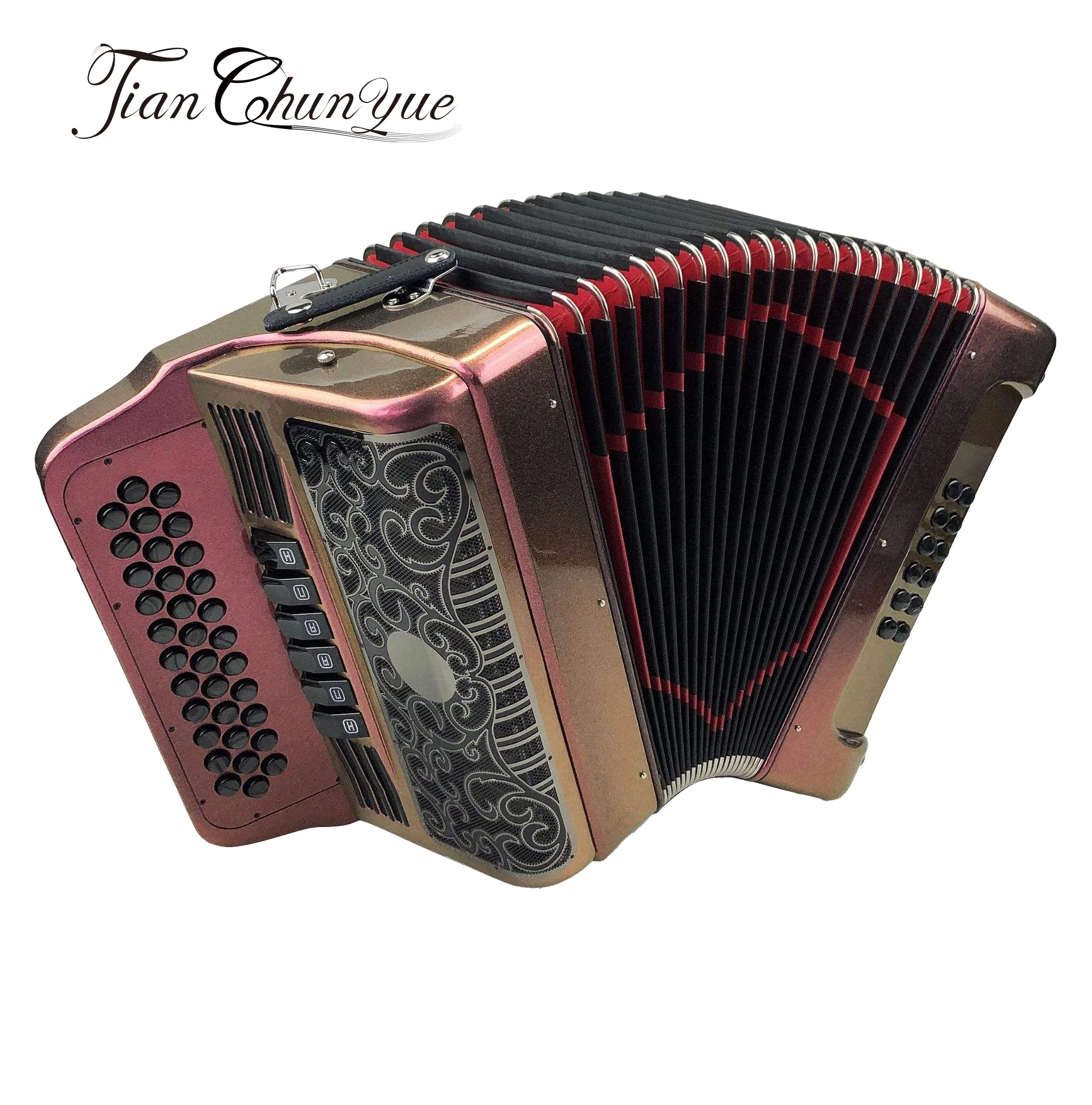 34 Key 12 Bass Accordion with Double Strap Diatonic Accordion Musical Instrument for Beginners and Adults