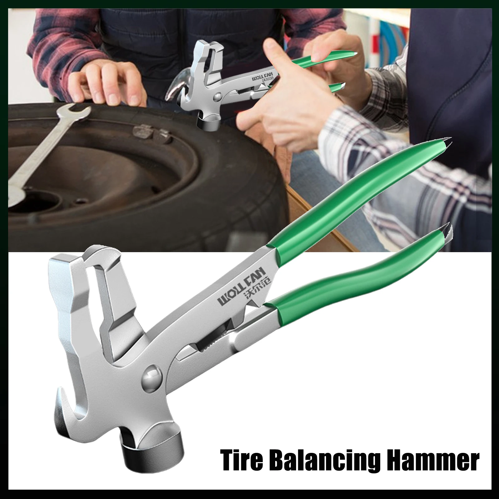 Alicate do martelo do peso de roda para o trabalhador do carro, aço carbono, auto, antiderrapante, punho ergonômico