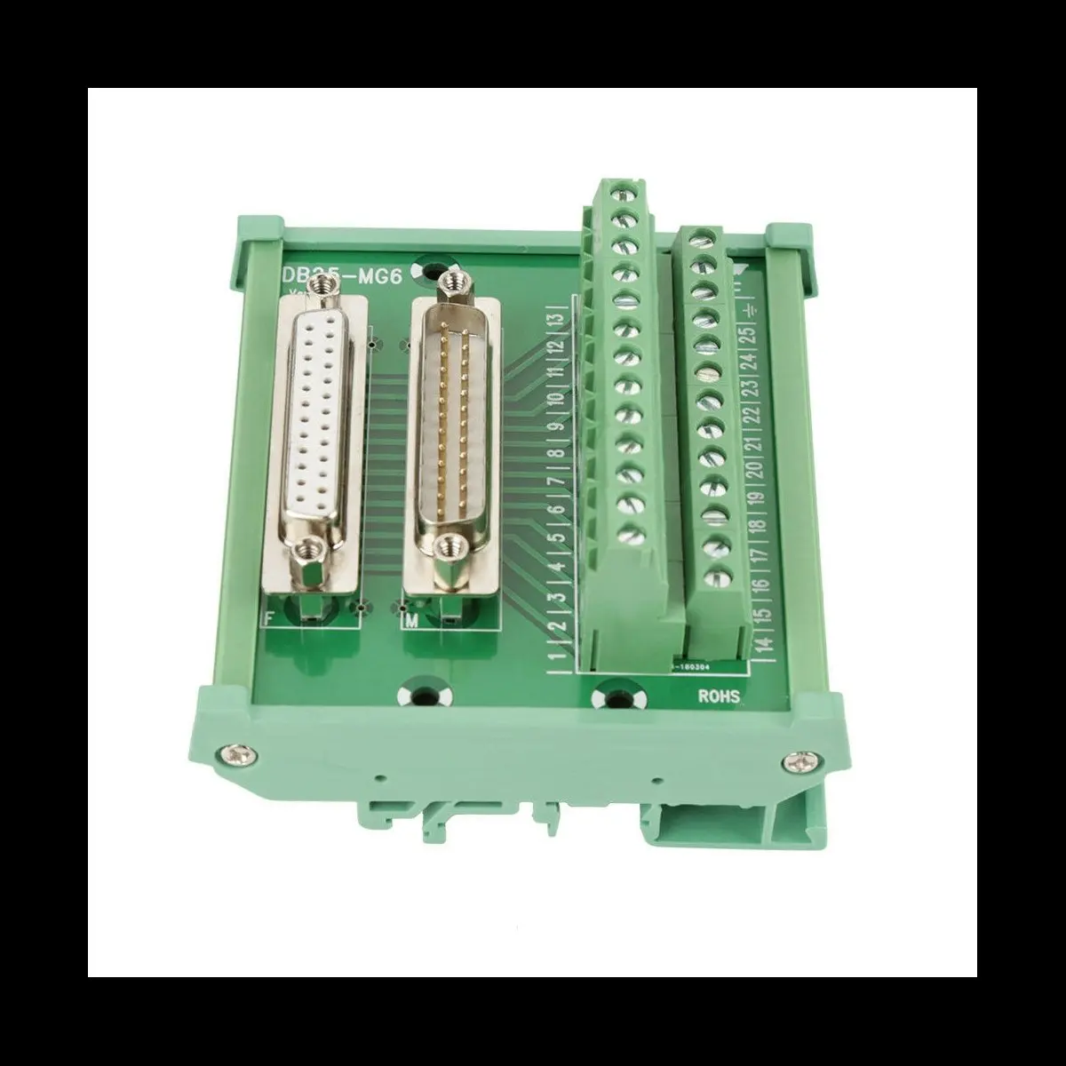 A06K 4X DB25 DIN Rail Mount Interface Module Male/Female Connector Breakout Board