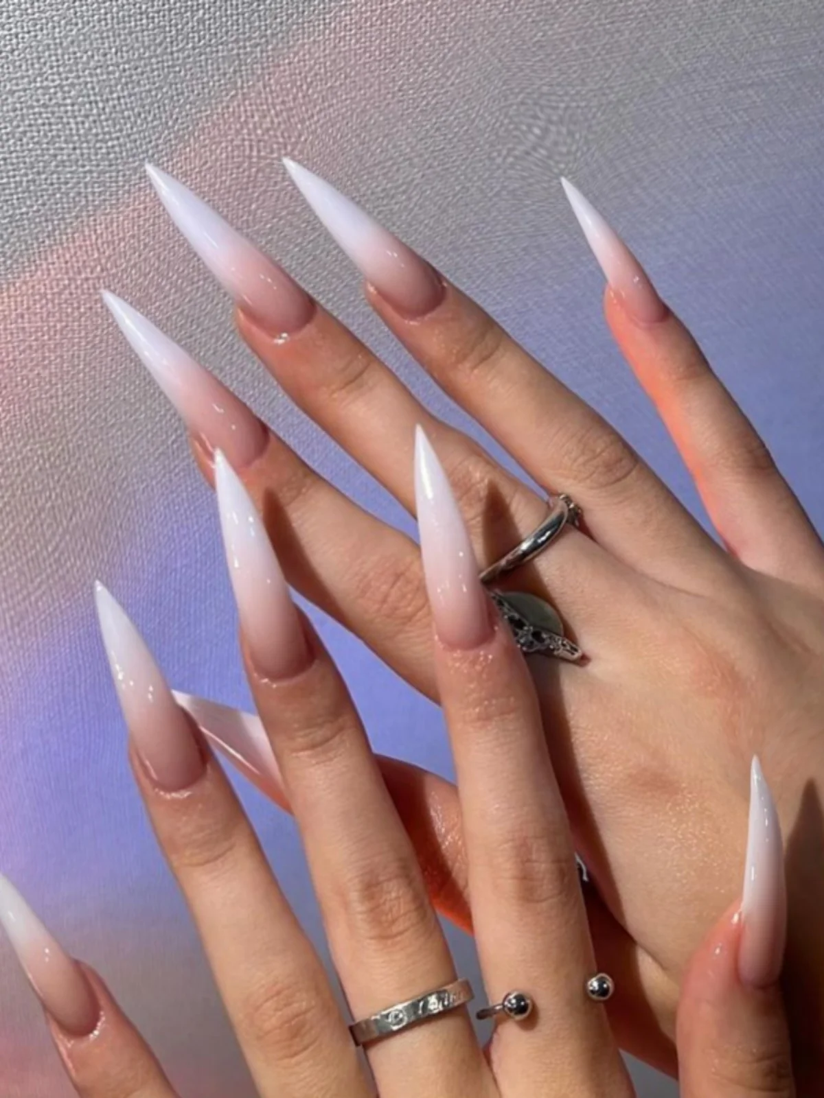 

adual Milk White Wearable Nail Tips arp Pointed False Nails Sti on Nail Art Finied Product Cross Border Finger Nail F...