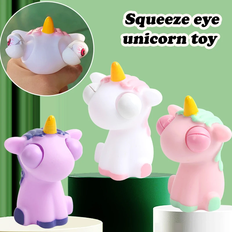 Creative Cartoon Squeeze Squinty-eyed Unicorn Doll Toys Children's Stress Relieving Toys With Weird Squinting Animal Shape Gift