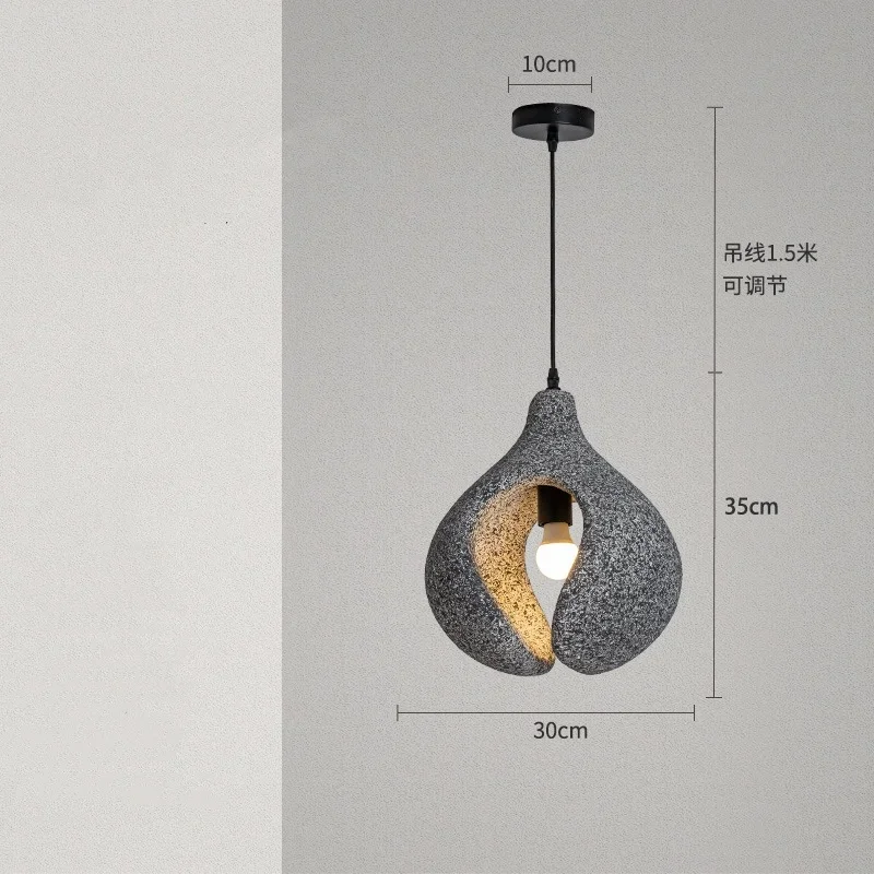 Wabi Sabi hars hanglamp, Japanse grijze hanglamp voor restaurant, bar, kantoor, creatieve hanglamp voor binnen, eetkamer.