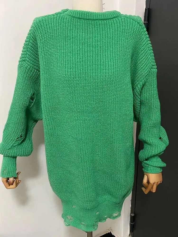 ZMEENNA Solid Color Long Sleeve Hollow Out Round Collar Knitting Sweater For Women 2025 Autumn Fashion Female New Tops ZM4056