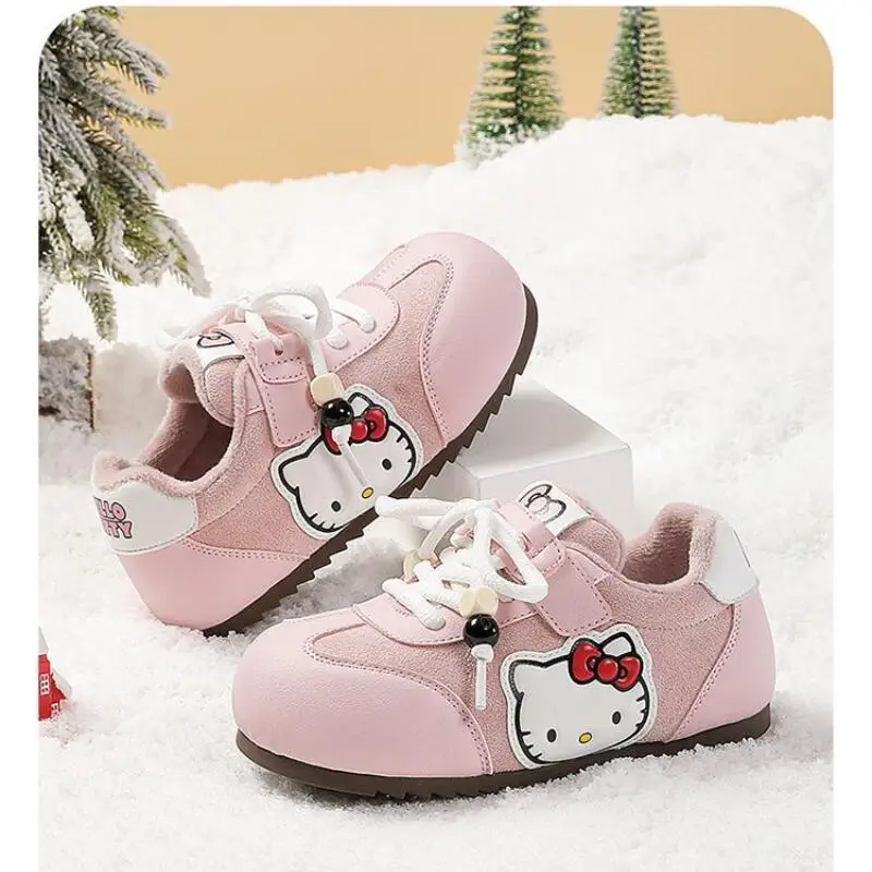 

Sanrio Girl Hello Kitty Fashion Fleece-Lined Lightweight Sneakers Student Cartoon Winter Wear-Resistant Child Casual Shoes New