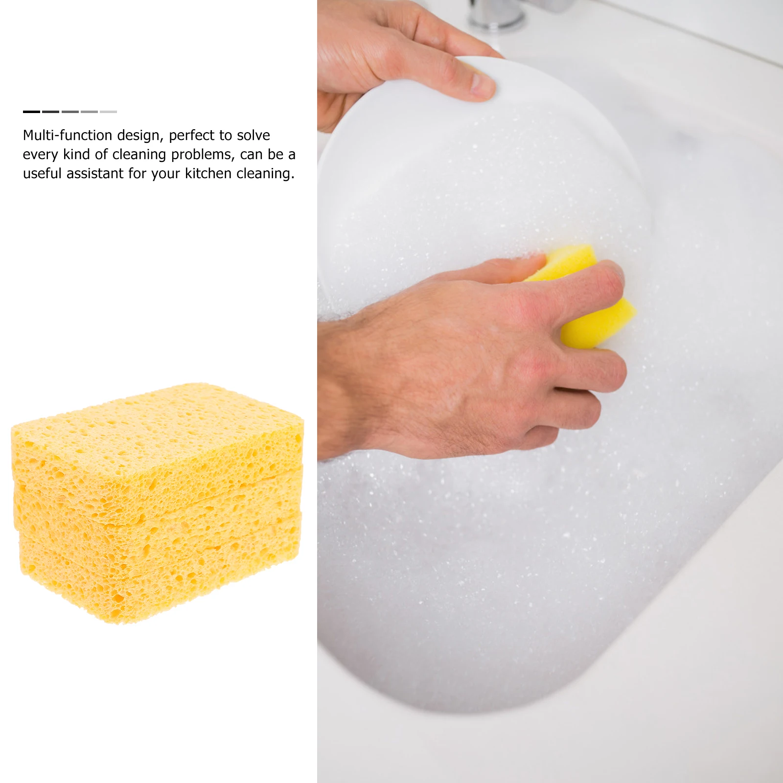 

4pcs Cellulose Dishwashing Sponge Strong Water Absorption Non-Scratch Scrubbing Sponges For Kitchen Cleaning Pans Sinks