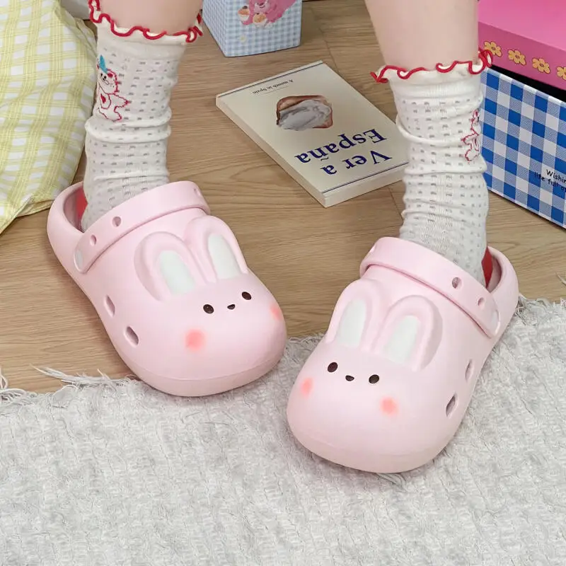 Cartoon Rabbit Clogs Women Summer 2026 Lightweight Waterproof EVA Garden Shoes Cute Thick Bottom Woman's Beach Sandals Slippers view 5