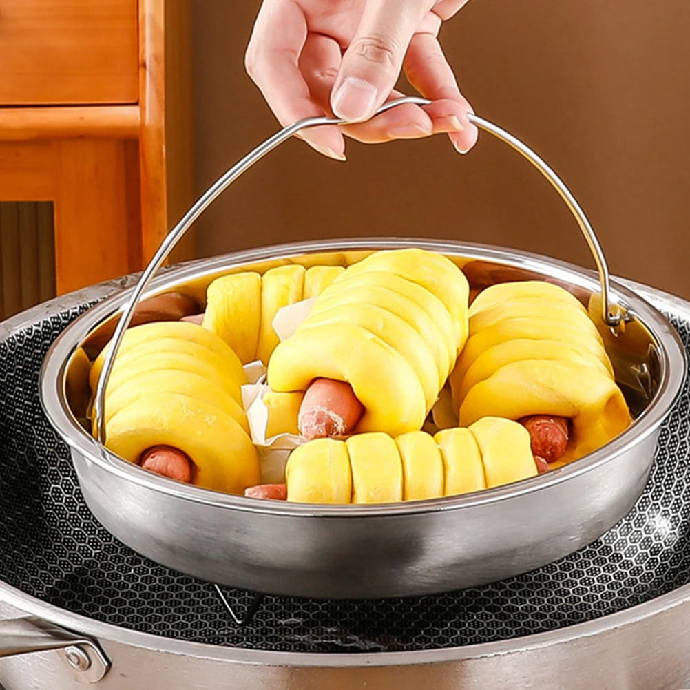 

Steamer Steaming Dish with Stand Frying Pan Steel Vegetable Basket Insert Cooking Accessories Stainless Pot Silver Baby