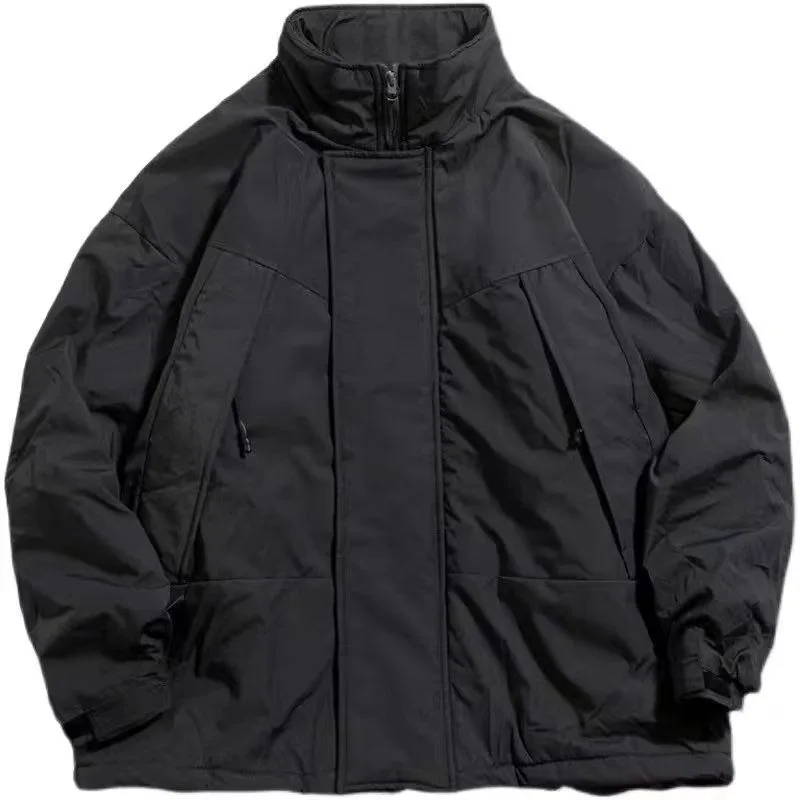 سترة قطنية ذات ياقة واقفة وظيفية وبسيطة للرجال، سترة قطنية دافئة فضفاضة ومتعددة الاستخدامات مقاومة للرياح #1