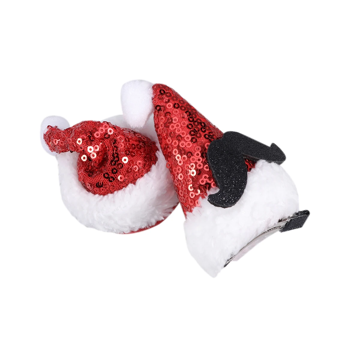 

2Pcs Sequins Hair Clips Red Christmas Hat Alligator Clips for Kids Holiday Party Accessories Stylish Girls Hairpins