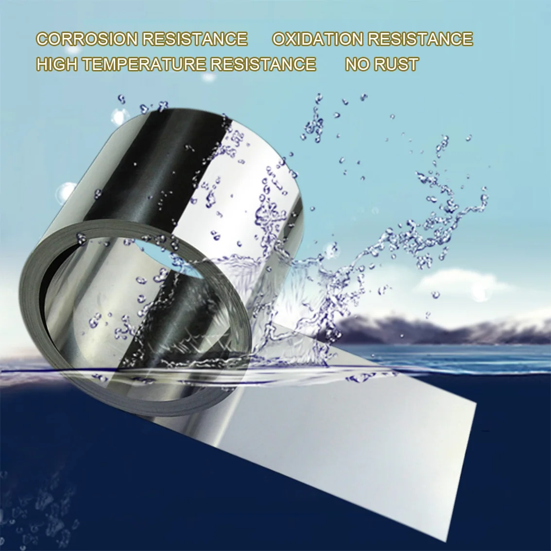 1M 304 Stainless Steel Strip Thick 0.01mm 0.015mm 0.02mm~0.5mm 0.6mm 0.8mm 1mm Thin Steel Sheet Tape Roll Foil Width 10mm-150mm
