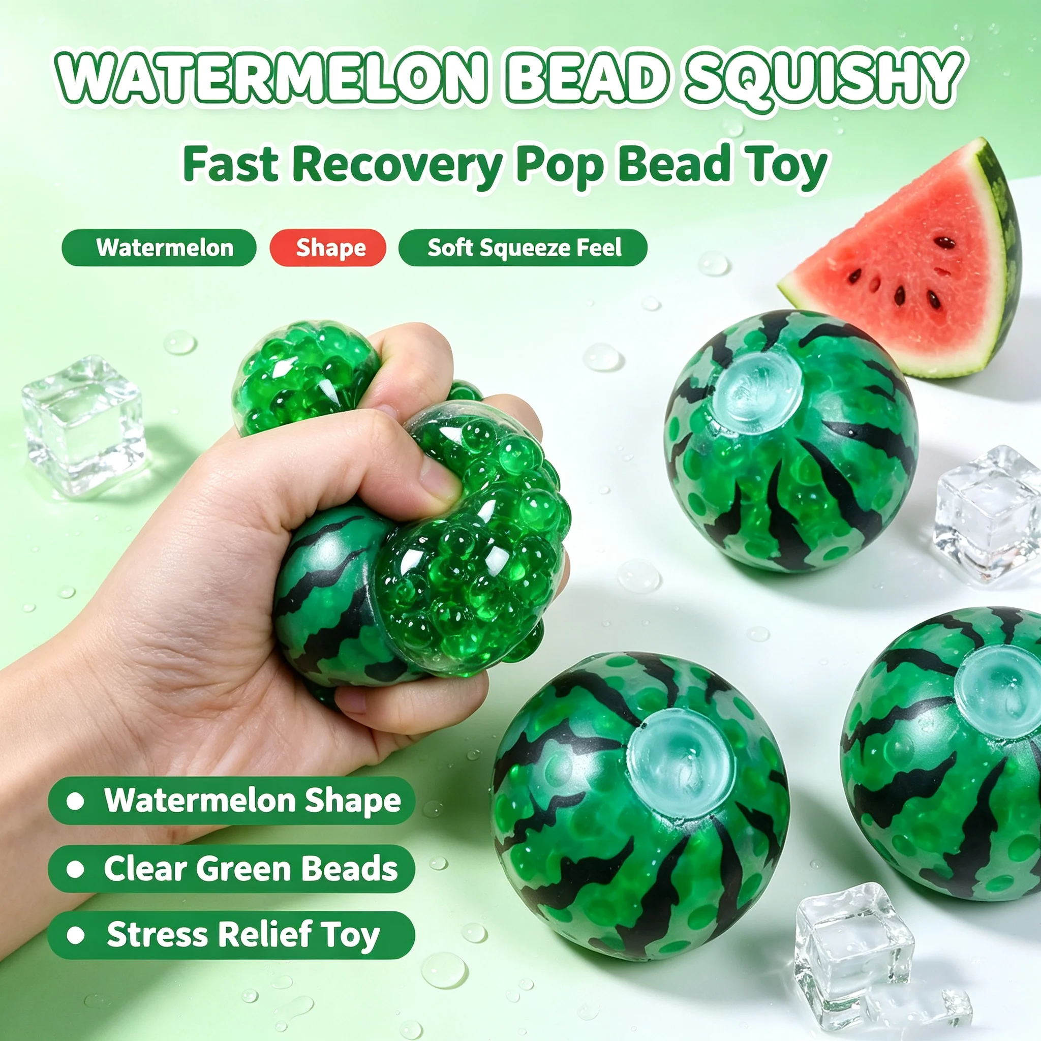 Simulated Watermelon Bead Ball Water Bead Ventilatory Ball Adult and  Squeeze Squish Stress Relieving and Kneading Toys