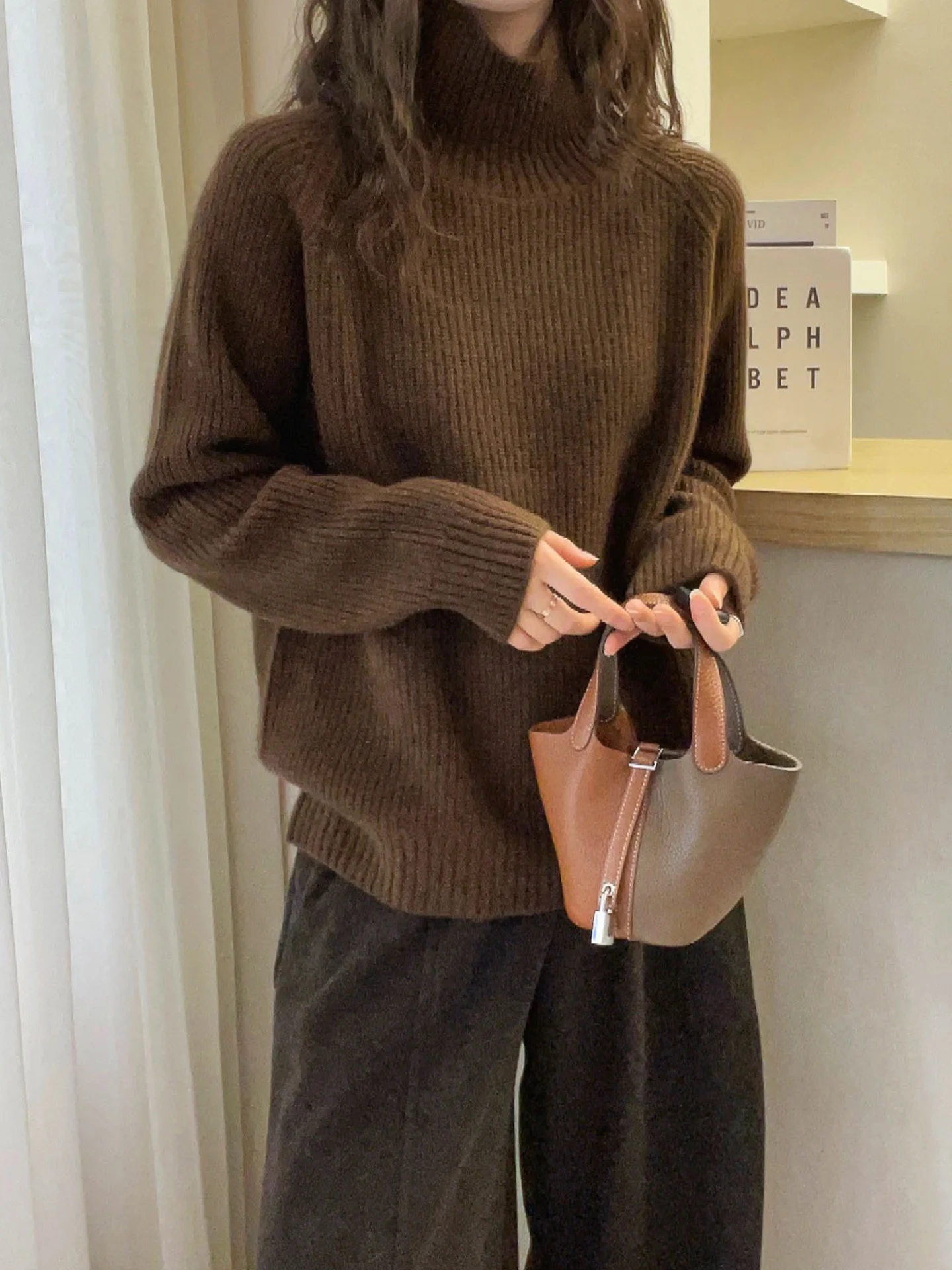 Sli Retro Gestrickte Lange Sve Weiche Reine Farbe Winter Pullover Casual Vielseitige Koreanische Sle Bequeme Lose Fit Top