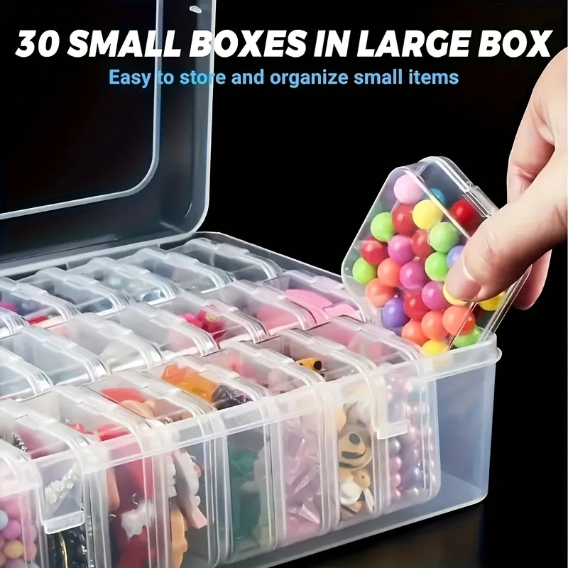 90/30 Gitter Transparente Kunststoff-Aufbewahrungsbox Langlebiger Klarer Organizer für Schmuck, Bastelarbeiten und Kleinteile mit Deckel – Detail 5