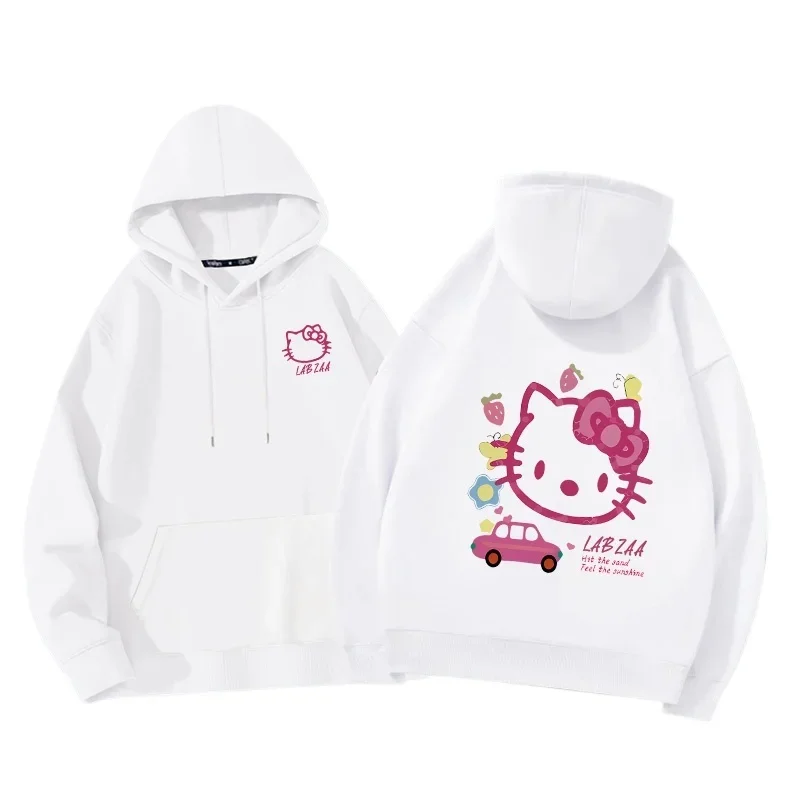 Hoodie Women\'s Hoodie Spring and Autumn 2024 New American Loose Hello KItty Hoodie Top Hoodie Coat