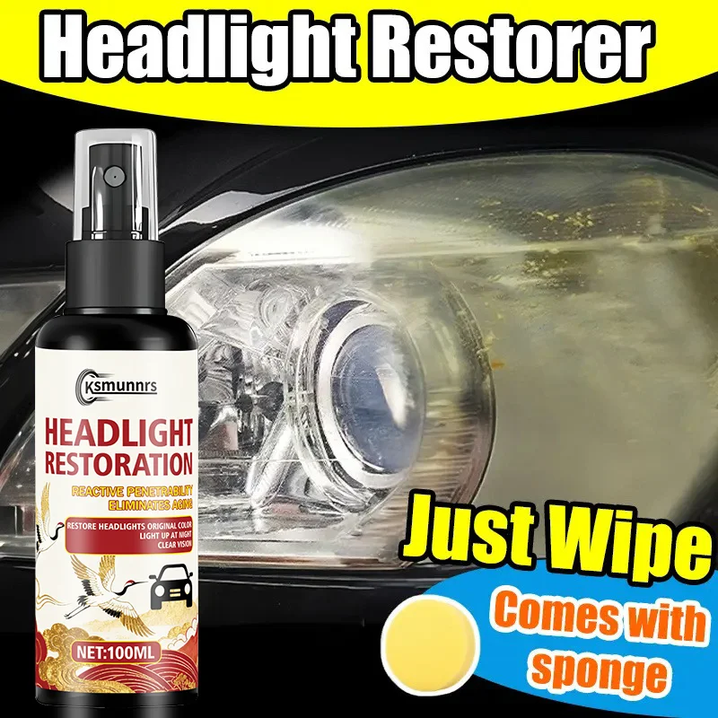 Headlight Restoration Agent Rapid Yellow Stain & Oxidation Removal Crystal Clear Transparency Restorer for Headlights