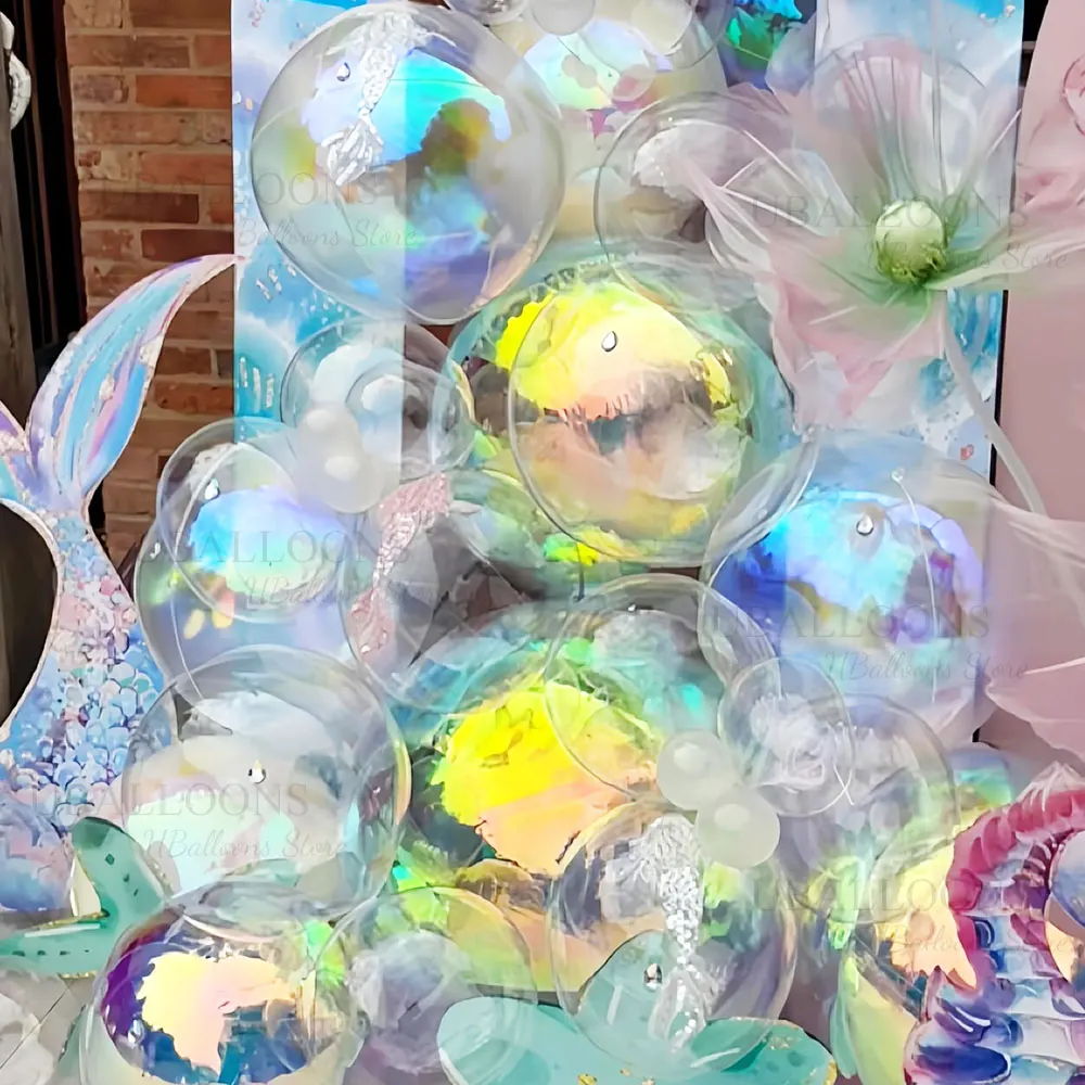10/22/50 Zoll schillernde 4D-Luftballons 1/2/10 Stück riesige große Laserfolien-Rundballons für schillernde Geburtstags-, Hochzeits-, Party-Dekoration – Detail 4