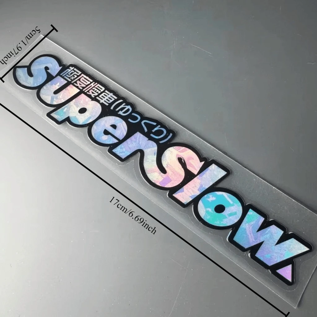 JDM Super Slow Driver Car Sticker Set, Japanese Text Slow Warning Decals for Car Window & Motorcycle Decor